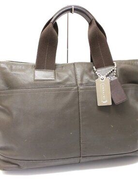 COACH 70490 Hand Bag Tote Bag Leather Green/khaki